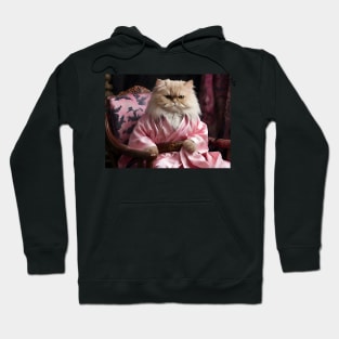 Persian Cat in Luxurious Pink Robe Hoodie